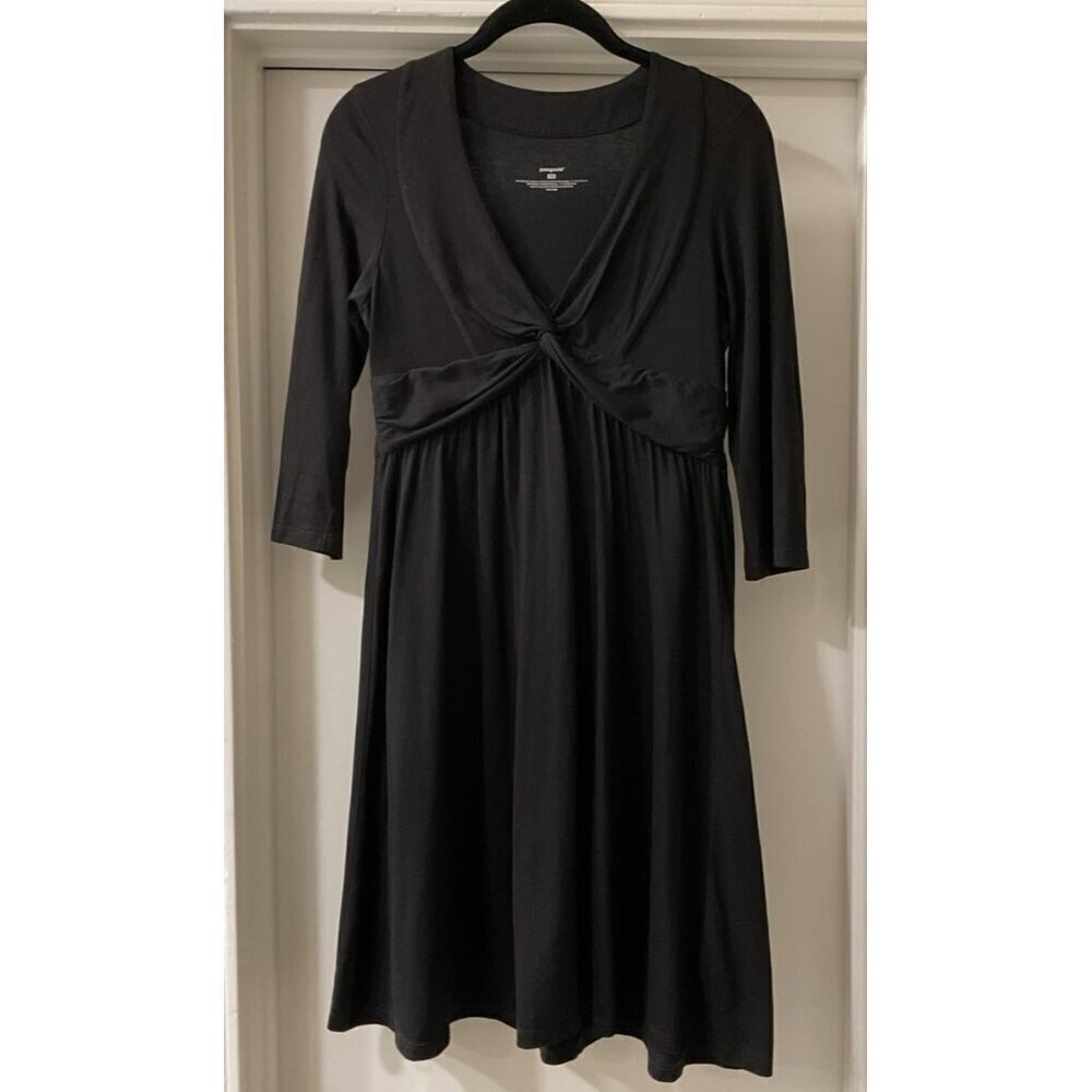 Patagonia 3/4 Sleeve Black Casual Knee Length Dress XS